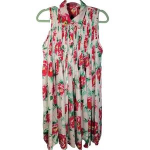 Miss June Paris Dress Large Floral Pleated Romantic Garden Roses